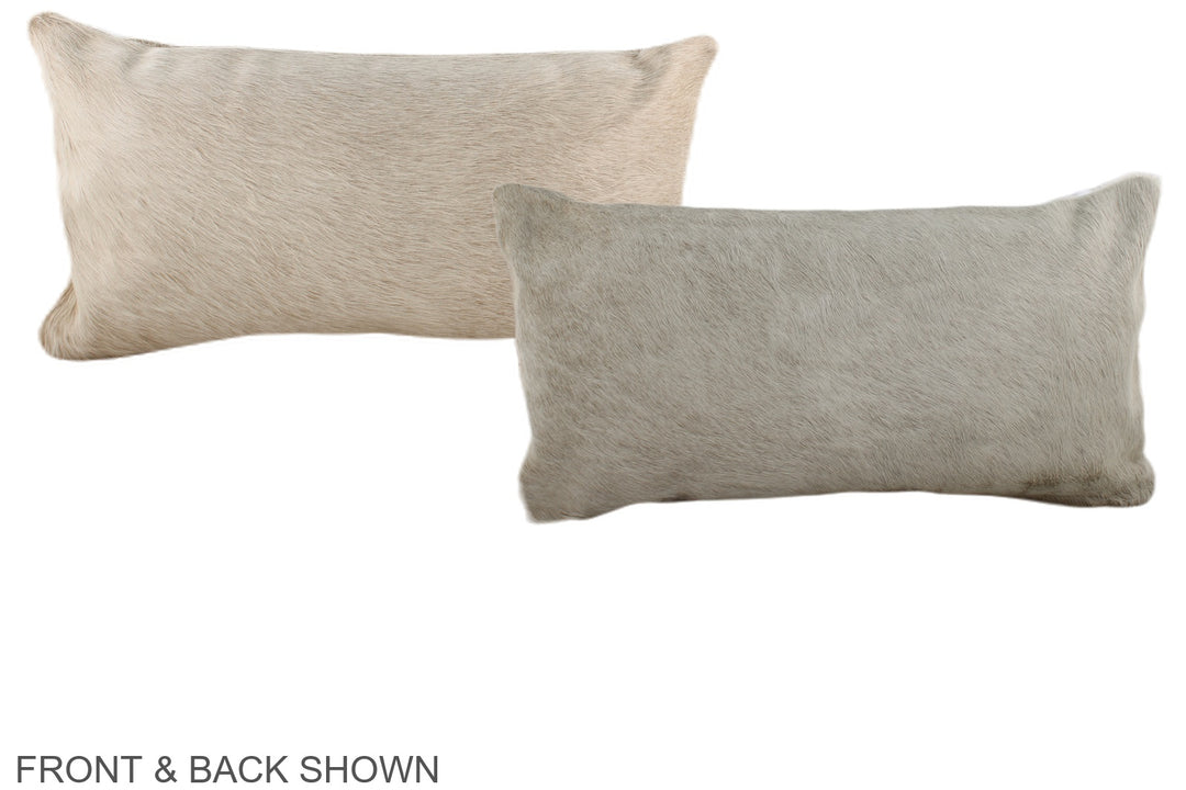 Ivory with Beige 12"x22" Brazilian Cowhide Pillow #A37768 by Hudson Hi