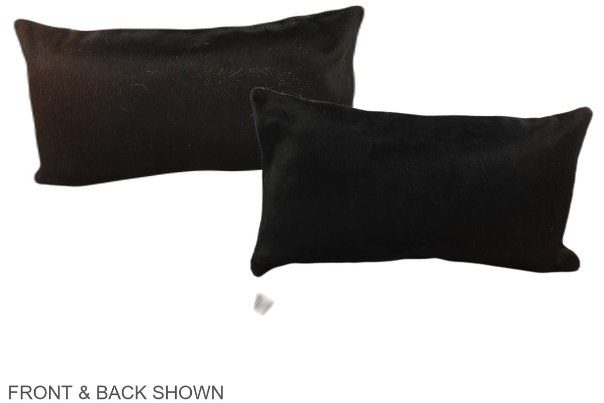 Solid Black Cowhide Pillow #A37817