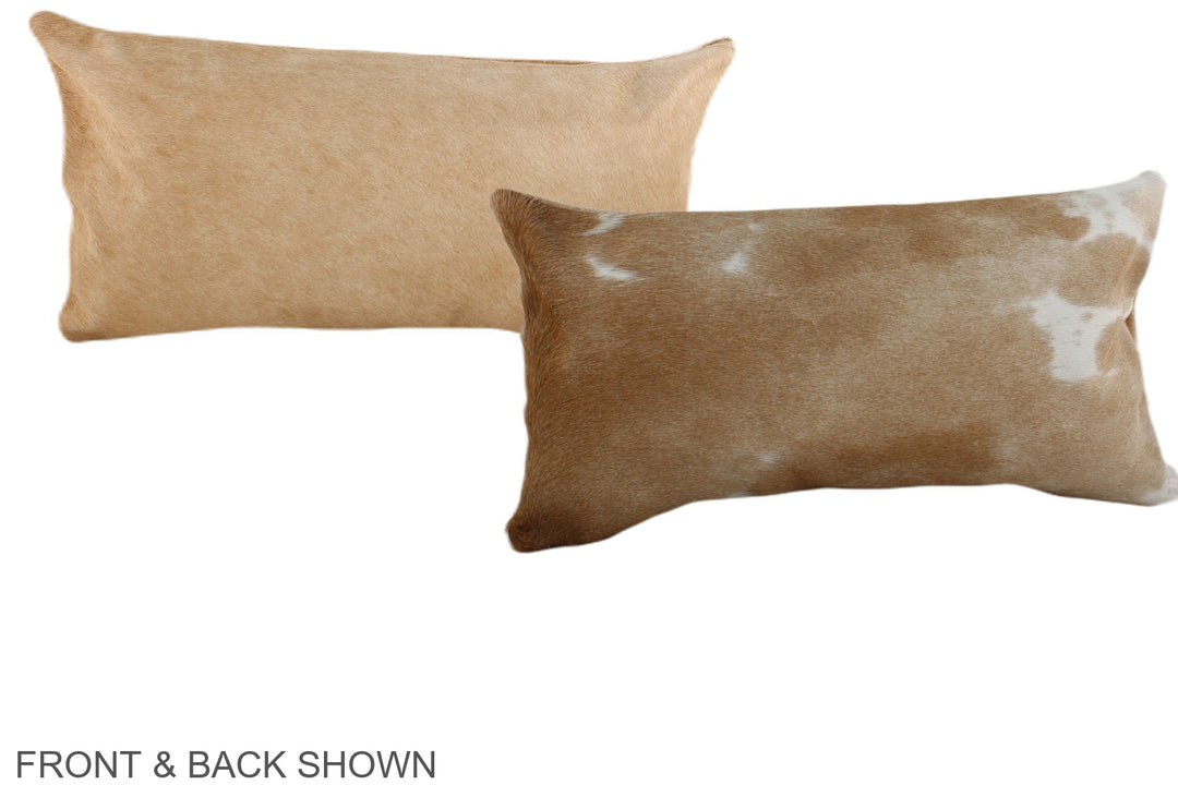 Beige and White 12"x22" Brazilian Cowhide Pillow #A37825 by Hudson Hid