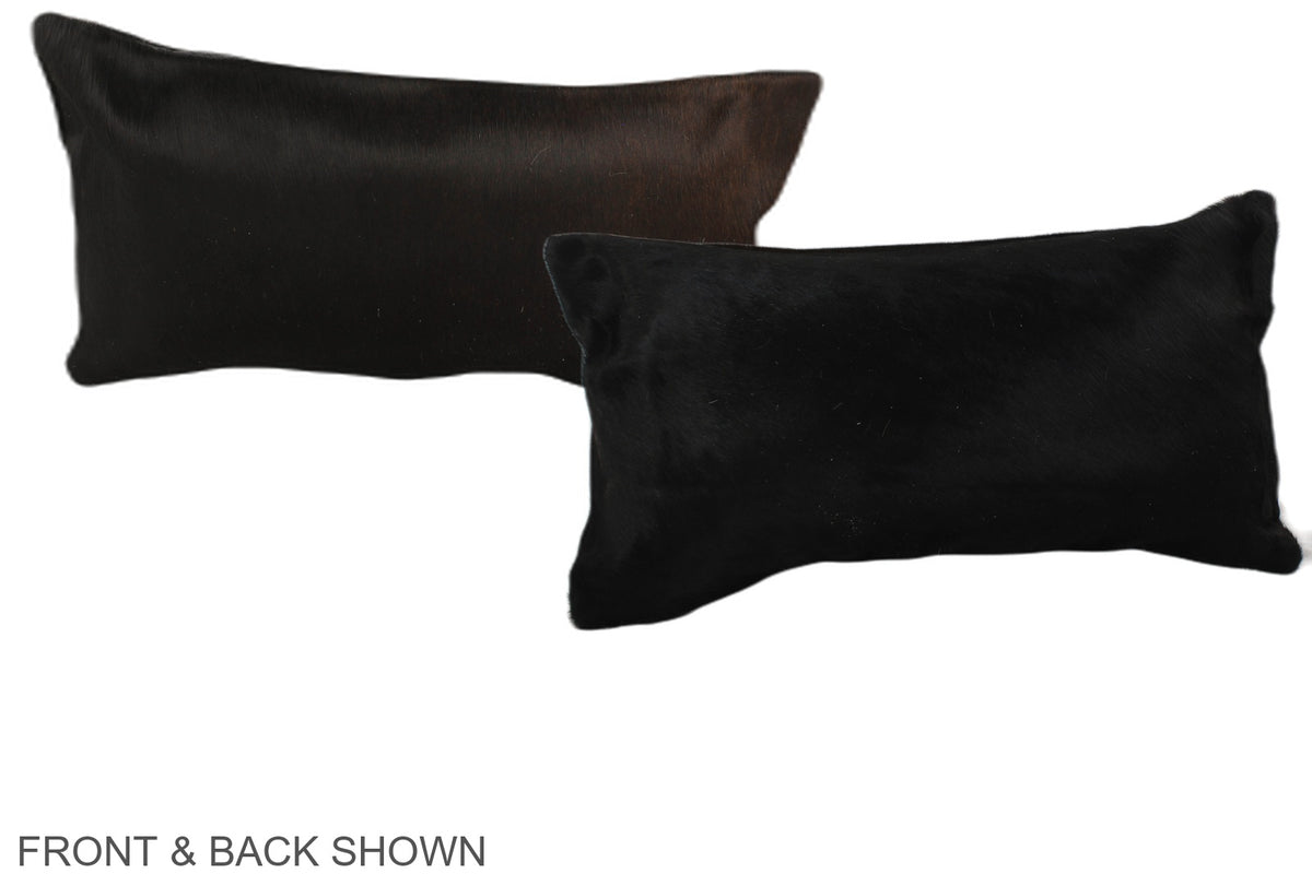 Solid Black Cowhide Pillow #A37850
