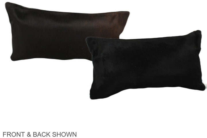 Solid Black 12"x22" Brazilian Cowhide Pillow #A37850 by Hudson Hides