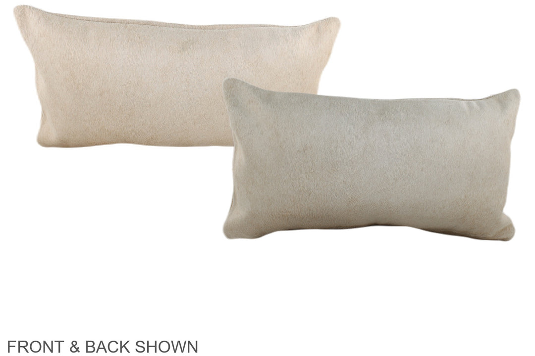 Ivory with Beige 12"x22" Brazilian Cowhide Pillow #A37852 by Hudson Hi