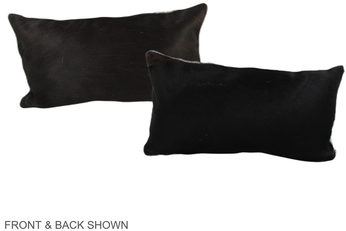 Solid Black Cowhide Pillow #A37859