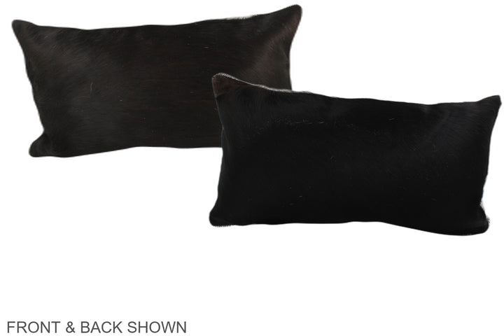 Solid Black 12"x22" Brazilian Cowhide Pillow #A37859 by Hudson Hides