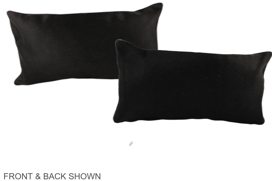 Solid Black 12"x22" Brazilian Cowhide Pillow #A37896 by Hudson Hides