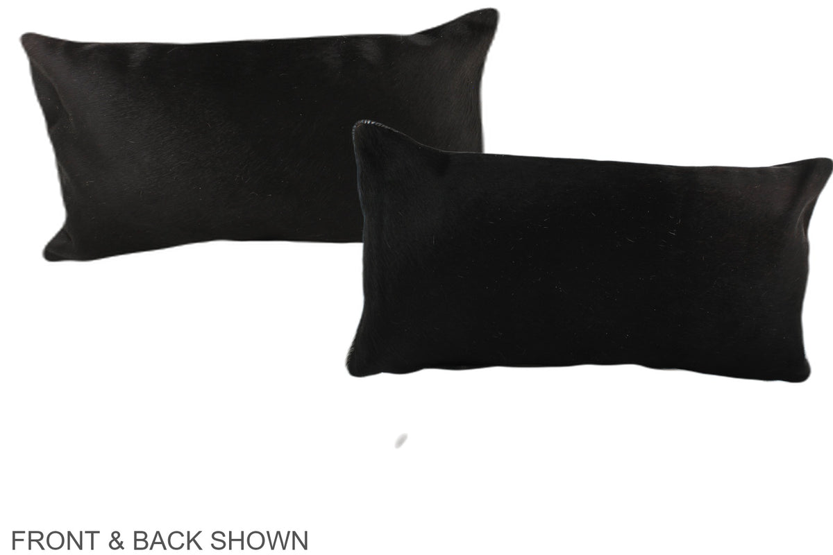 Solid Black Cowhide Pillow #A37896