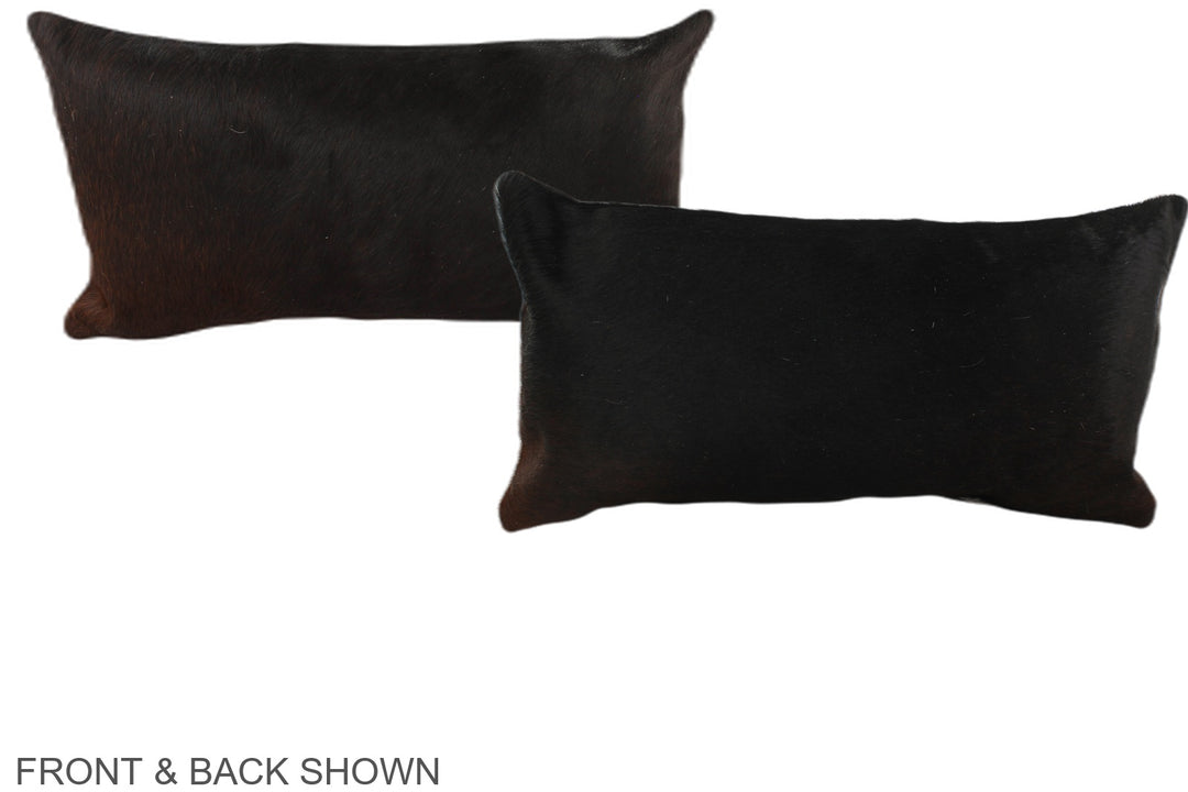 Solid Black 12"x22" Brazilian Cowhide Pillow #A37915 by Hudson Hides