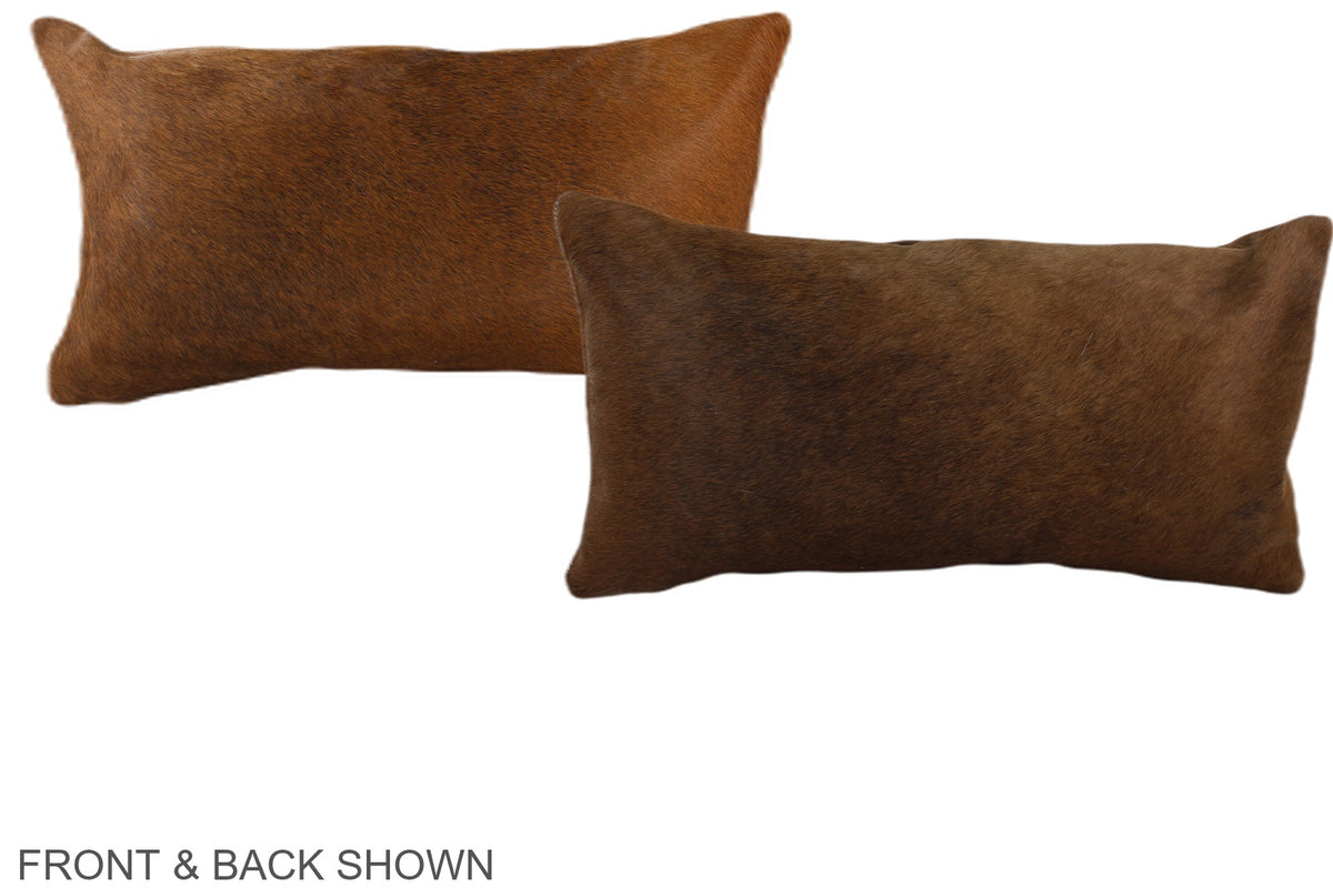 Solid Brown Cowhide Pillow #A37916
