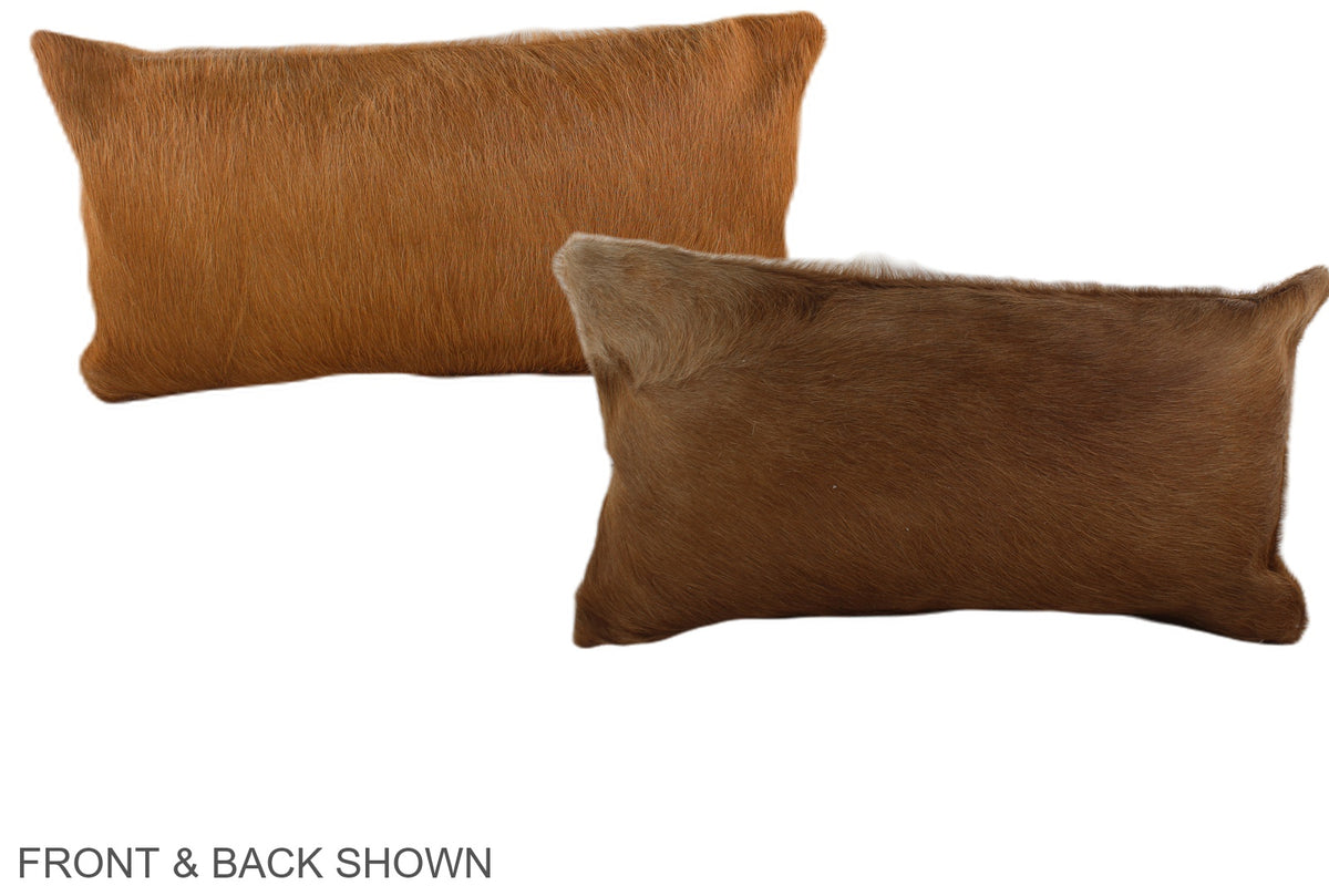Solid Brown Cowhide Pillow #A37921
