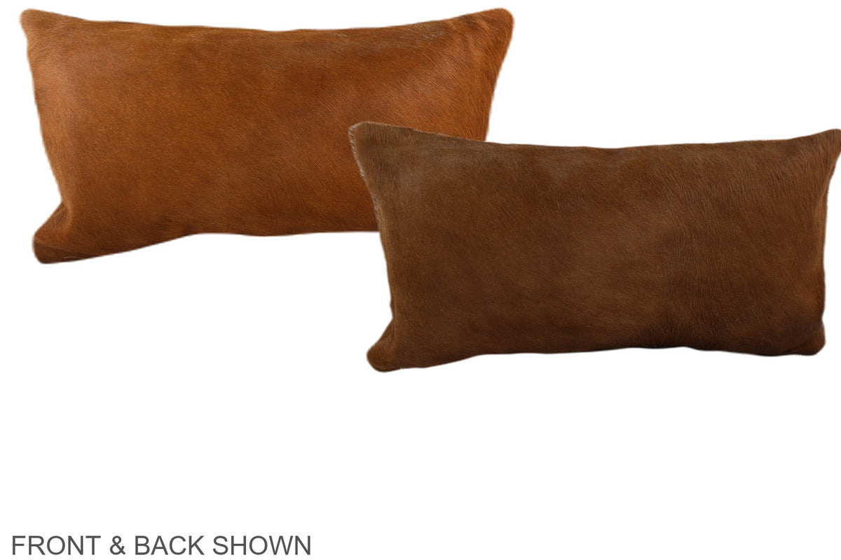 Solid Brown Cowhide Pillow #A37925