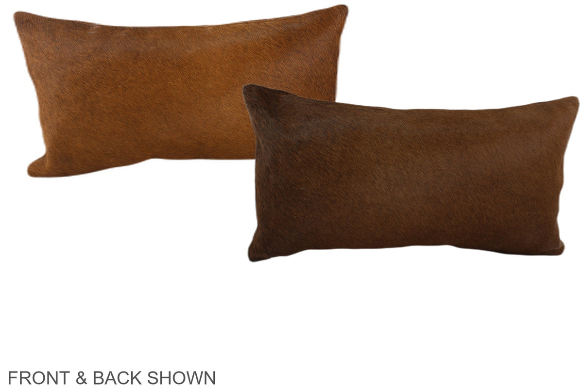 Solid Brown Cowhide Pillow #A37932