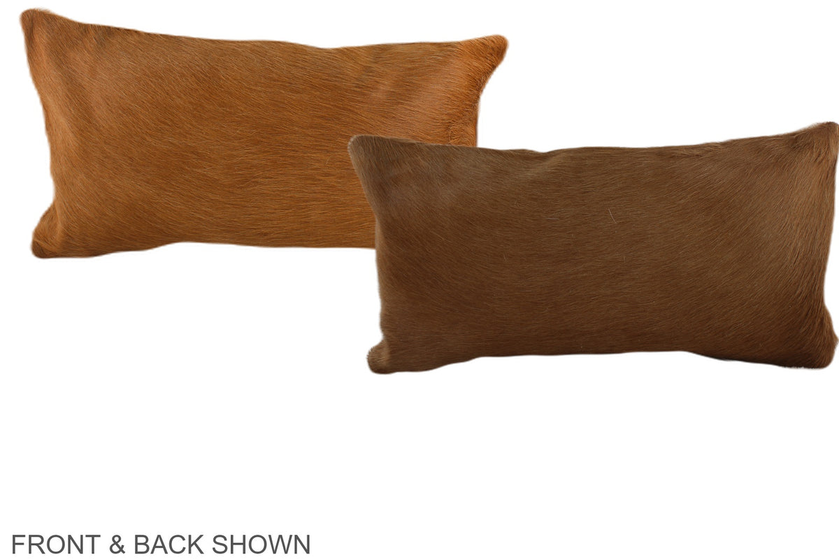 Solid Brown Cowhide Pillow #A37935