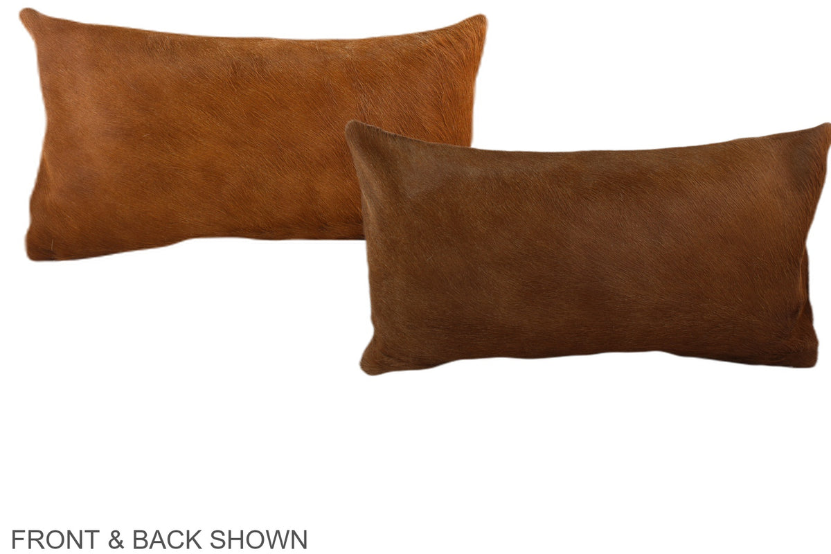 Solid Brown Cowhide Pillow #A37938