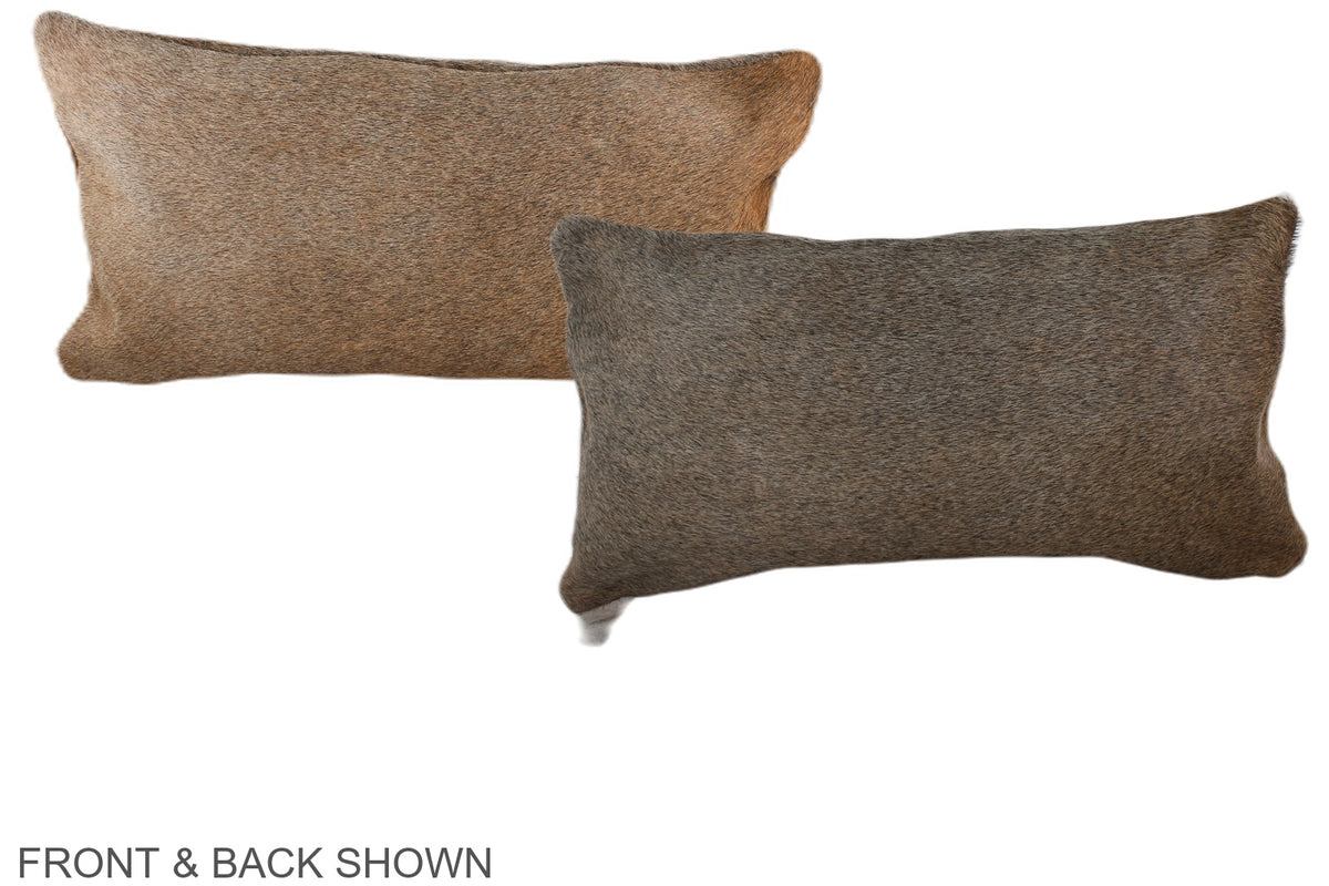 Grey with Beige Cowhide Pillow #A37949