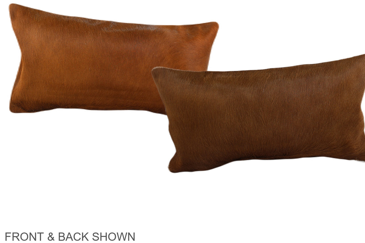 Solid Brown Cowhide Pillow #A37951
