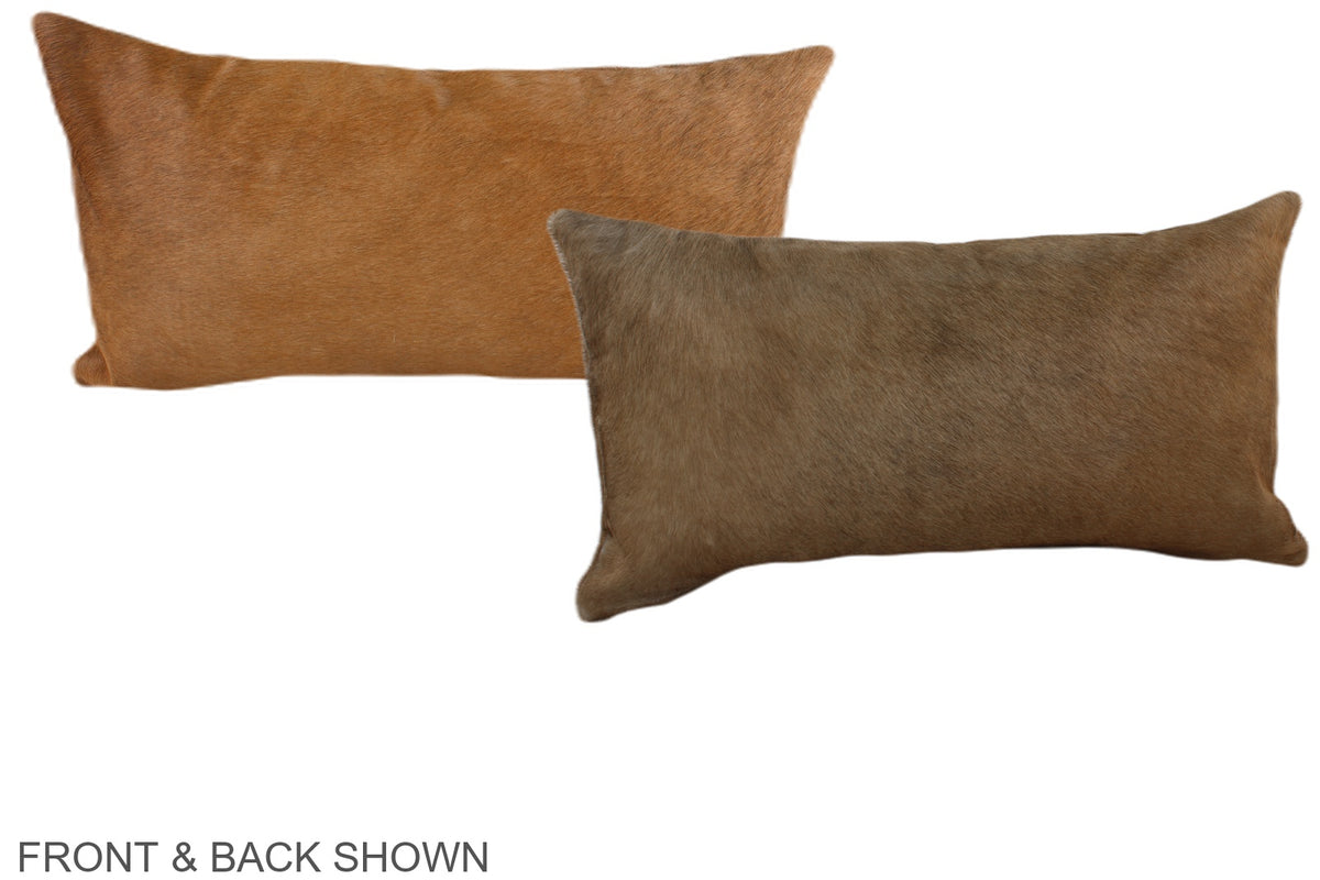 Solid Brown Cowhide Pillow #A37953