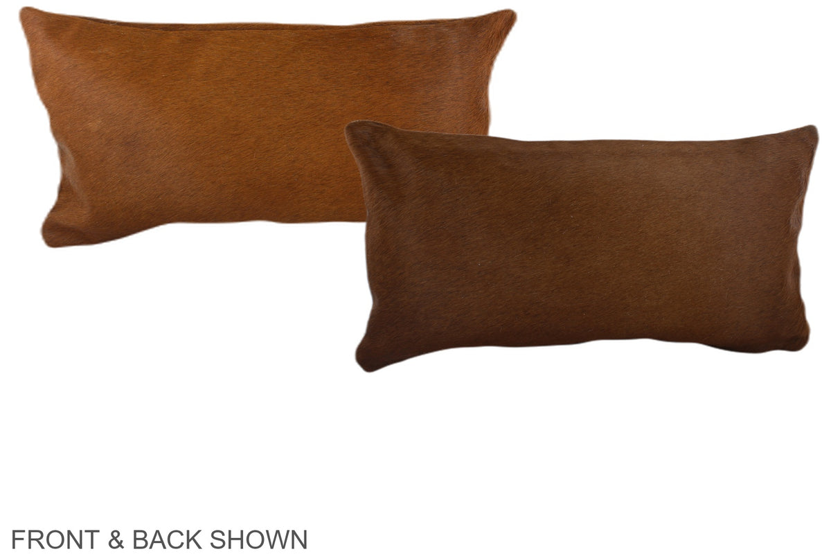 Solid Brown Cowhide Pillow #A37959