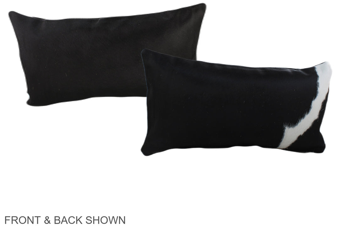 Black and White 12"x22" Brazilian Cowhide Pillow #A37974 by Hudson Hid