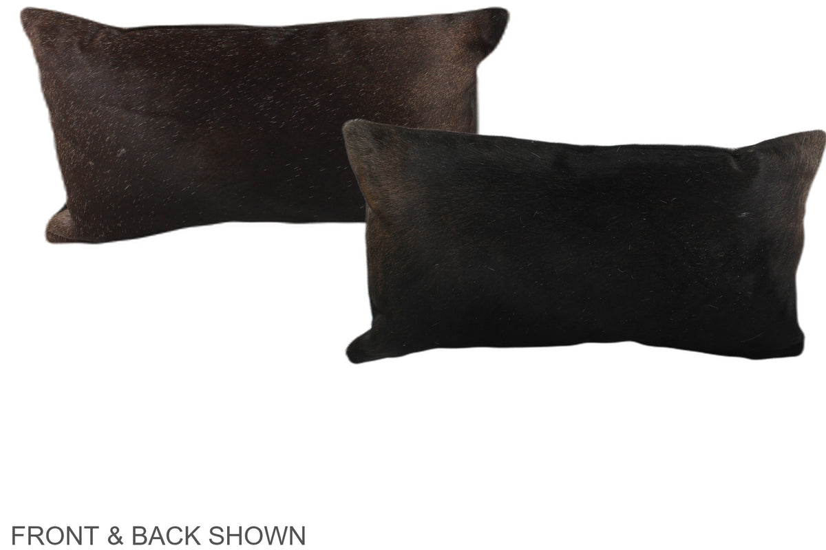 Solid Black Cowhide Pillow #A37985