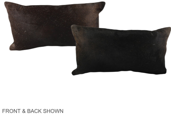 Solid Black 12"x22" Brazilian Cowhide Pillow #A37985 by Hudson Hides
