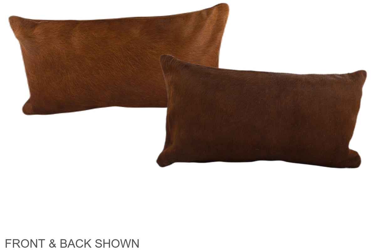 Solid Brown Cowhide Pillow #A37986