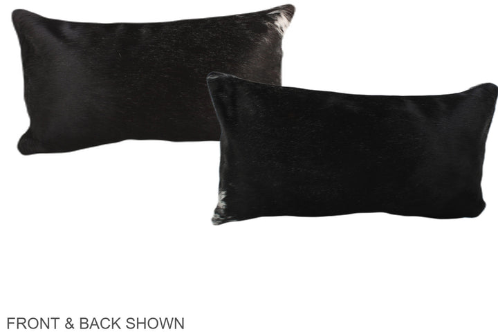 Solid Black 12"x22" Brazilian Cowhide Pillow #A38006 by Hudson Hides