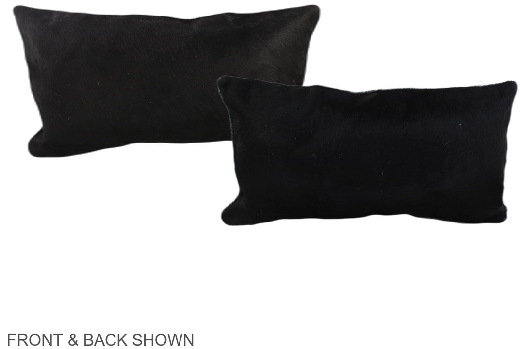 Solid Black 12"x22" Brazilian Cowhide Pillow #A38030 by Hudson Hides