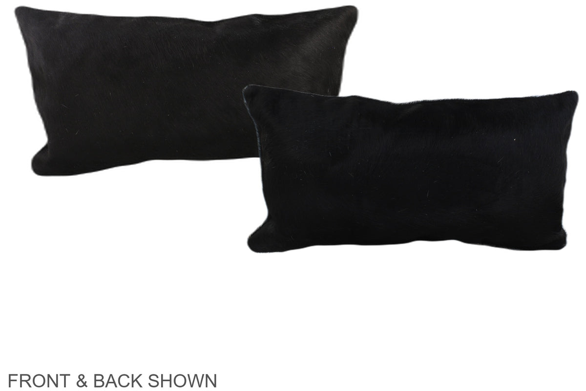 Solid Black Cowhide Pillow #A38030