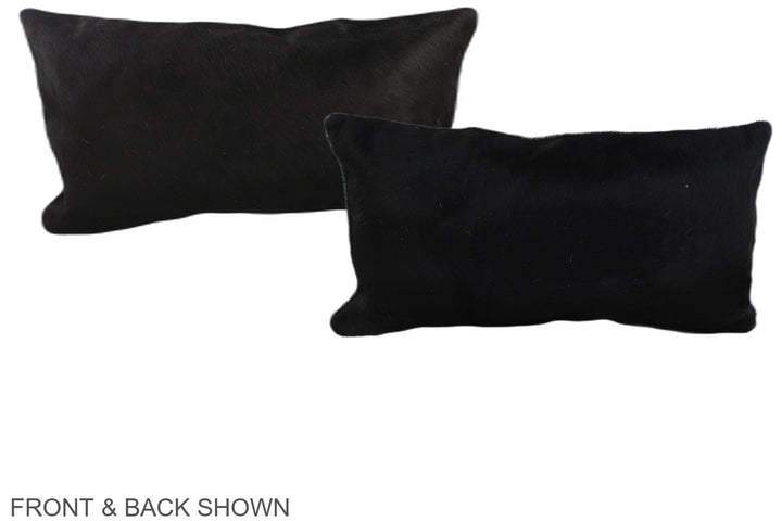 Solid Black 12"x22" Brazilian Cowhide Pillow #A38030 by Hudson Hides