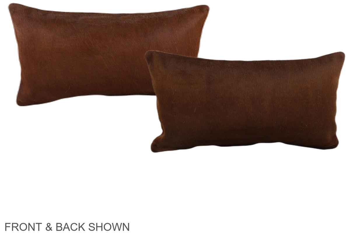 Solid Brown Cowhide Pillow #A38062