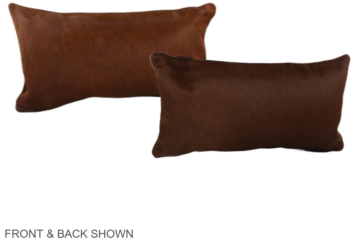 Solid Brown Cowhide Pillow #A38073