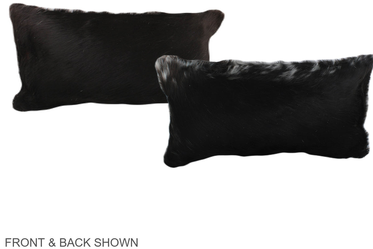 Solid Black Cowhide Pillow #A38074