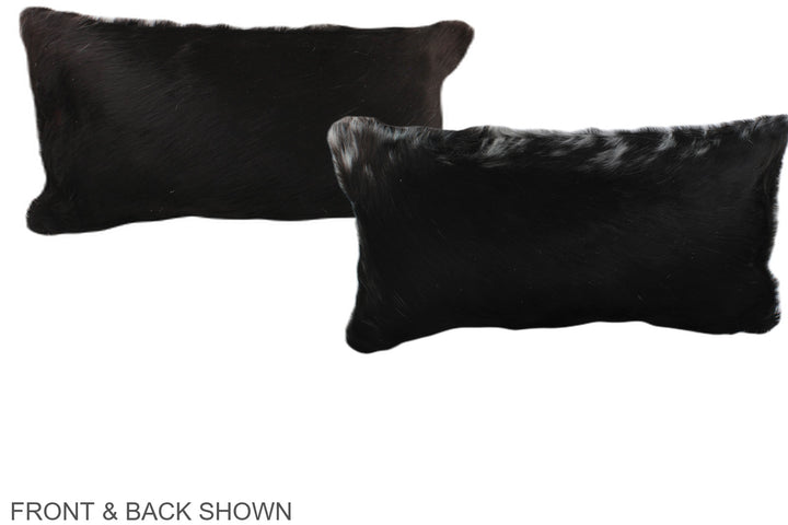 Solid Black 12"x22" Brazilian Cowhide Pillow #A38074 by Hudson Hides