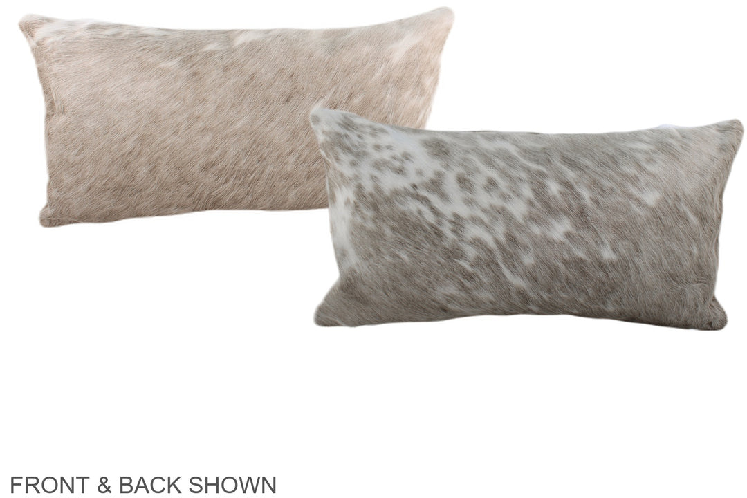Grey with White 12"x22" Brazilian Cowhide Pillow #A38090 by Hudson Hid