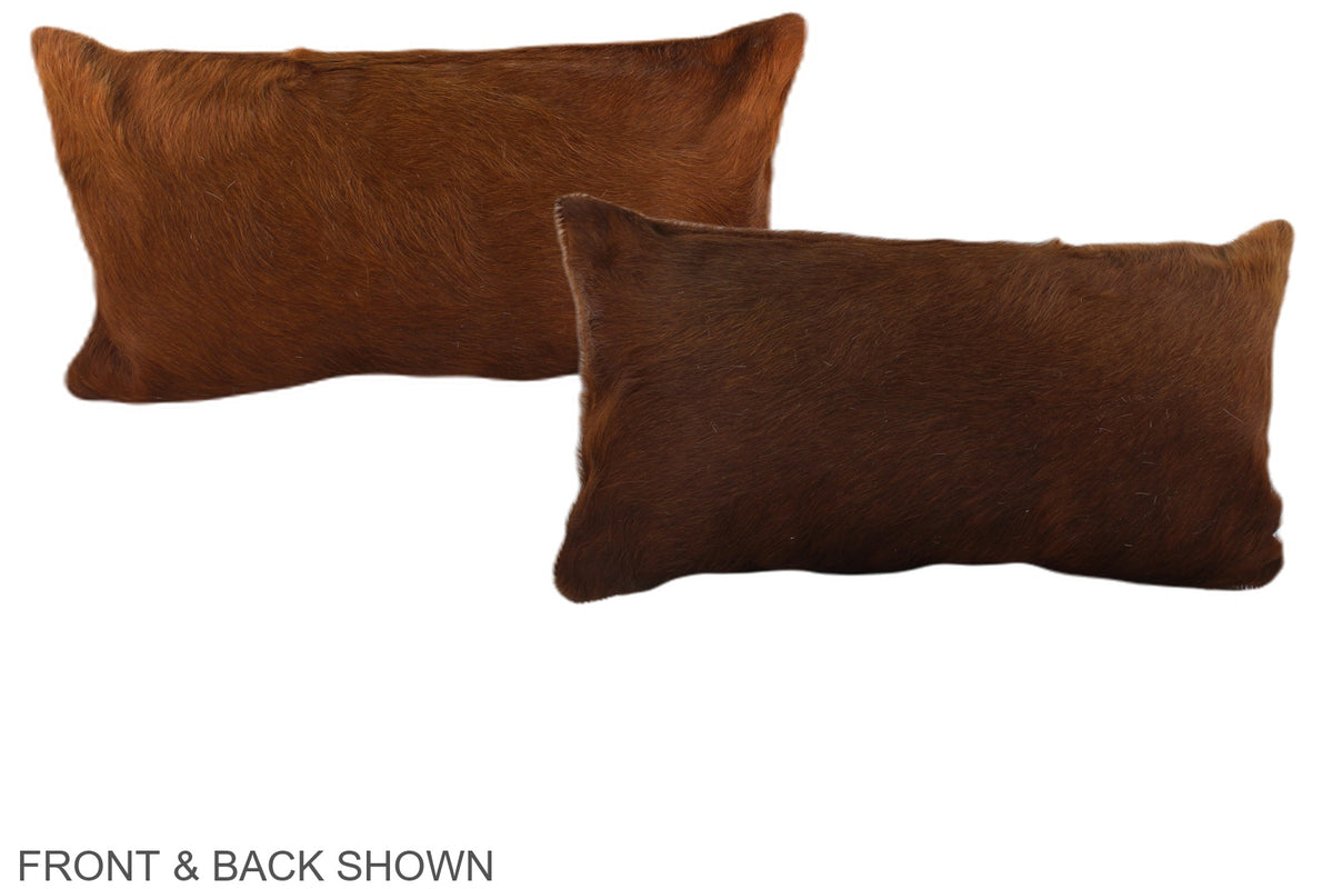 Solid Brown Cowhide Pillow #A38099