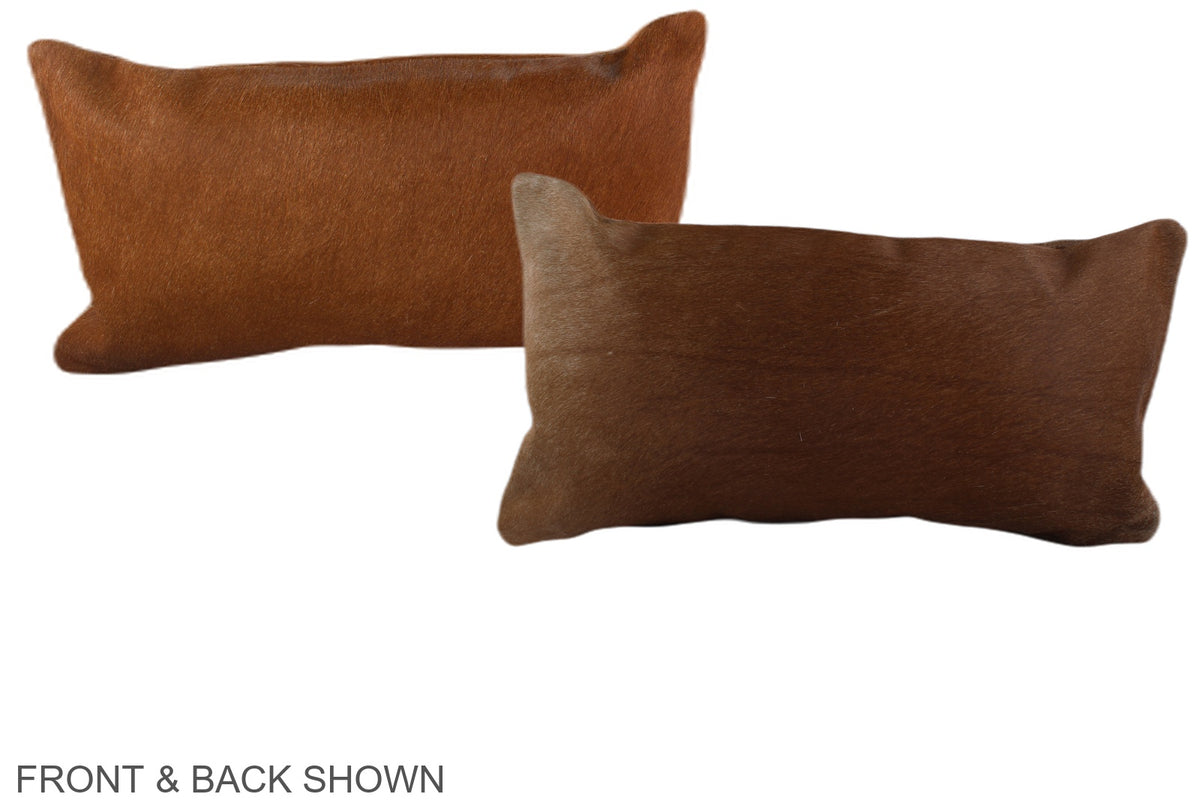 Solid Brown Cowhide Pillow #A38133