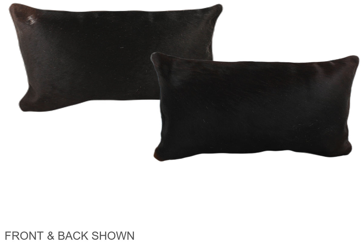 Solid Black Cowhide Pillow #A38148