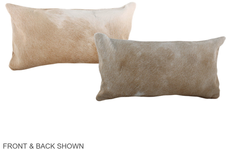 Beige and White 12"x22" Brazilian Cowhide Pillow #A38149 by Hudson Hides