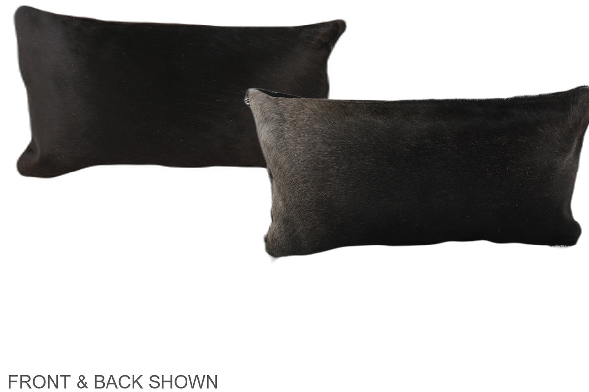 Solid Black Cowhide Pillow #A38160
