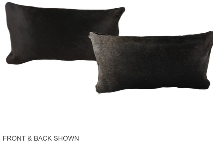 Solid Black 12"x22" Brazilian Cowhide Pillow #A38160 by Hudson Hides