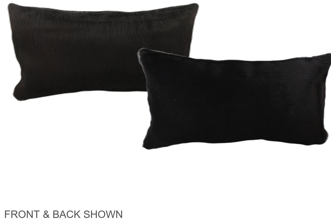 Solid Black 12"x22" Brazilian Cowhide Pillow #A38164 by Hudson Hides
