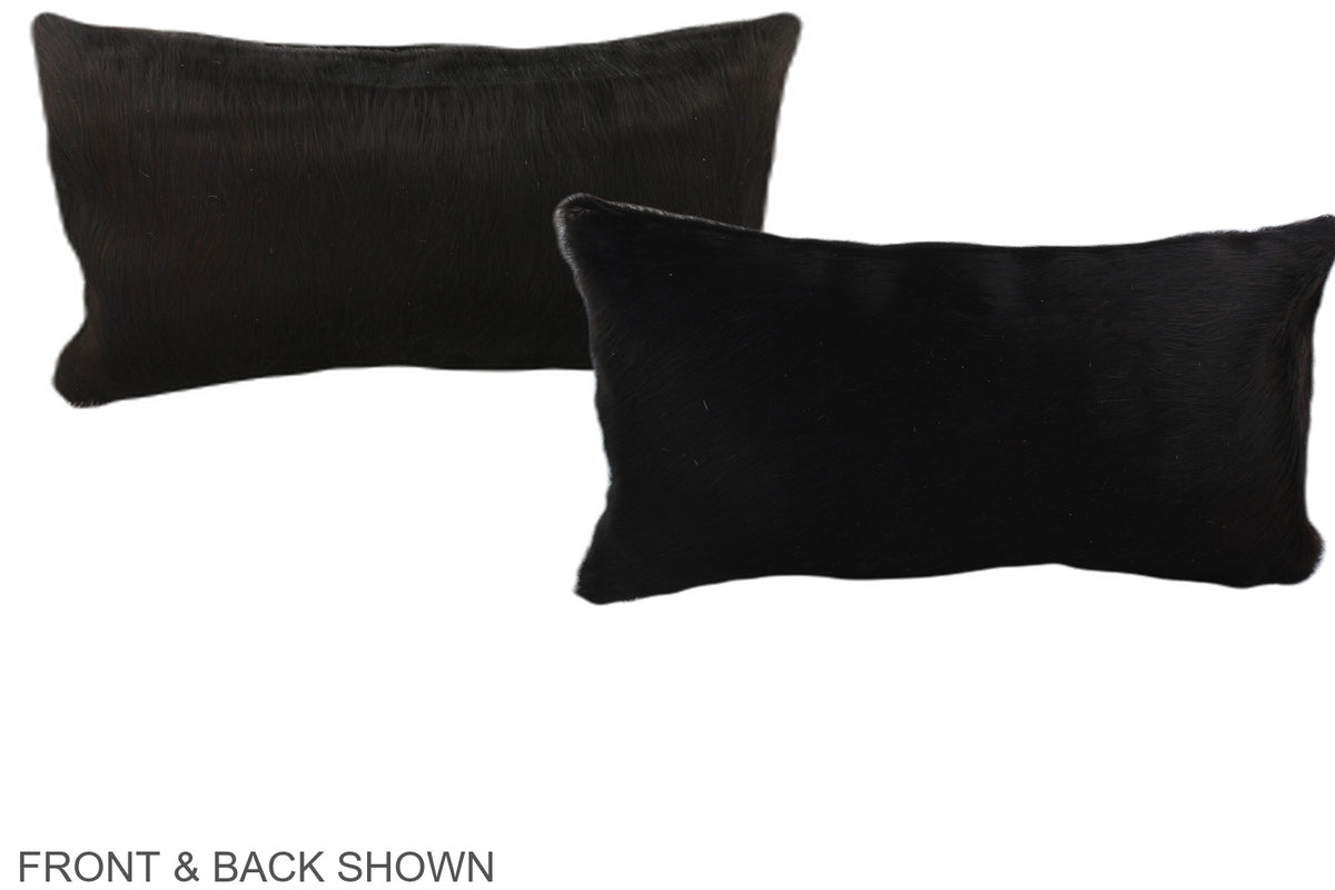 Solid Black Cowhide Pillow #A38164
