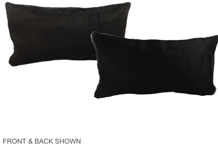 Solid Black 12"x22" Brazilian Cowhide Pillow #A38164 by Hudson Hides