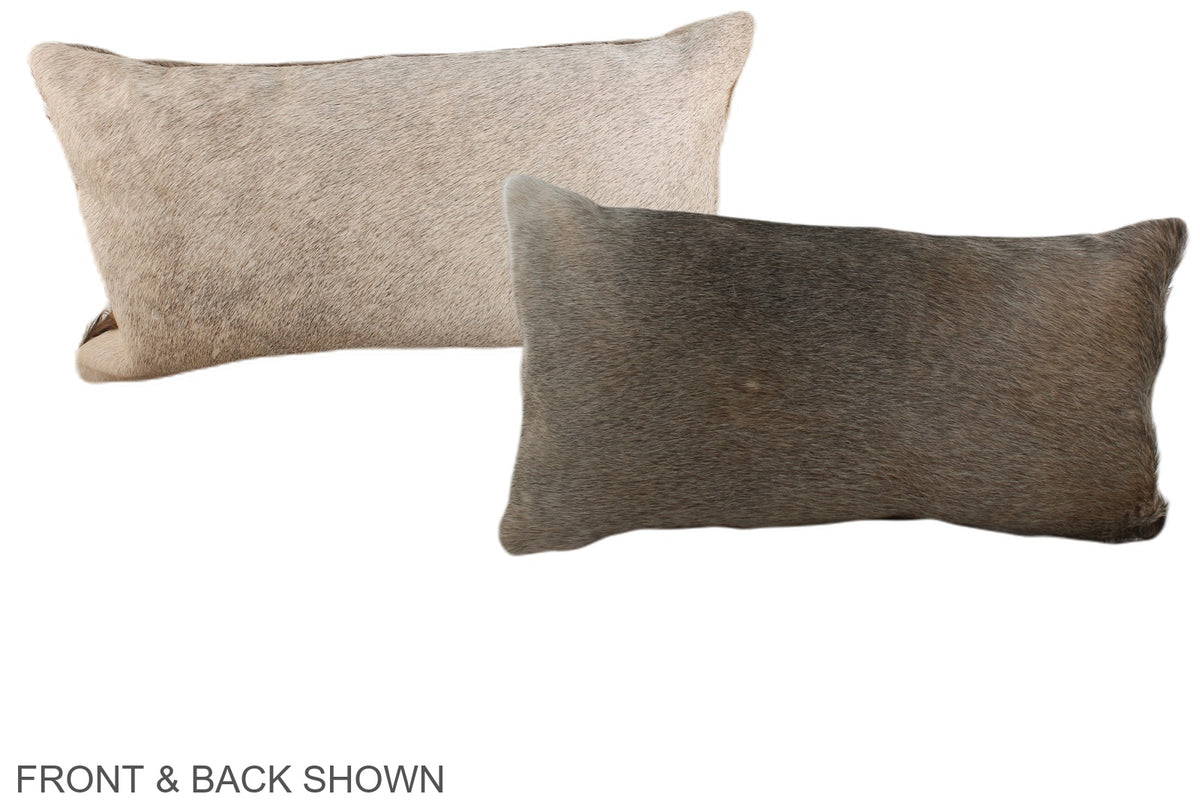 Grey with Beige Cowhide Pillow #A38171