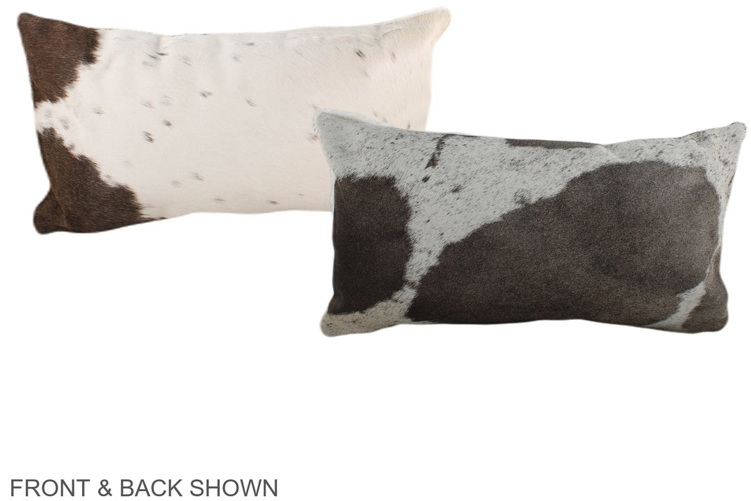Grey with White 12"x22" Brazilian Cowhide Pillow #A38175 by Hudson Hid