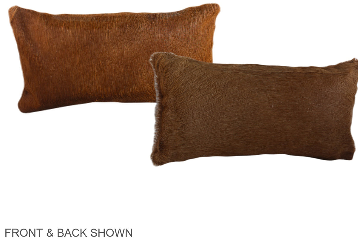 Solid Brown Cowhide Pillow #A38176