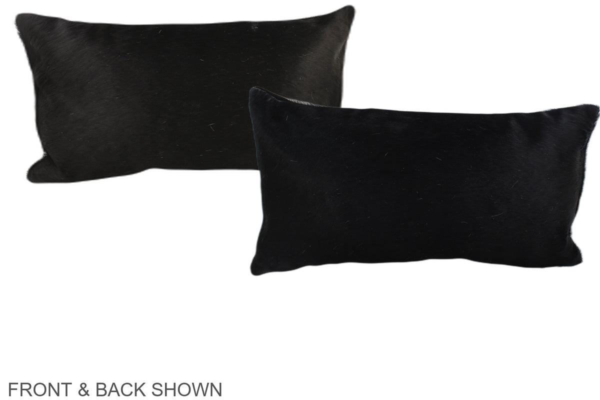 Solid Black Cowhide Pillow #A38197