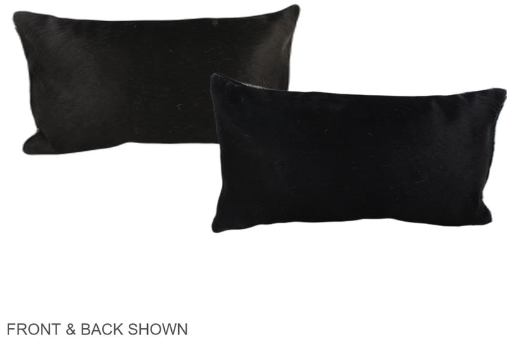 Solid Black 12"x22" Brazilian Cowhide Pillow #A38197 by Hudson Hides