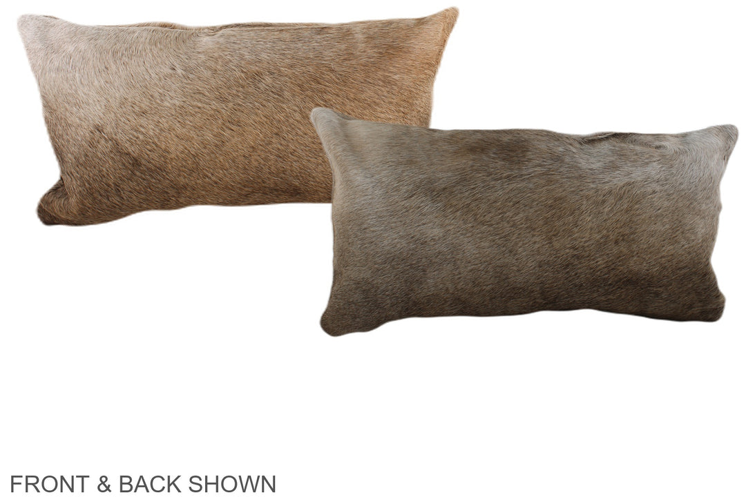 Grey with Beige 12"x22" Brazilian Cowhide Pillow #A38204 by Hudson Hid