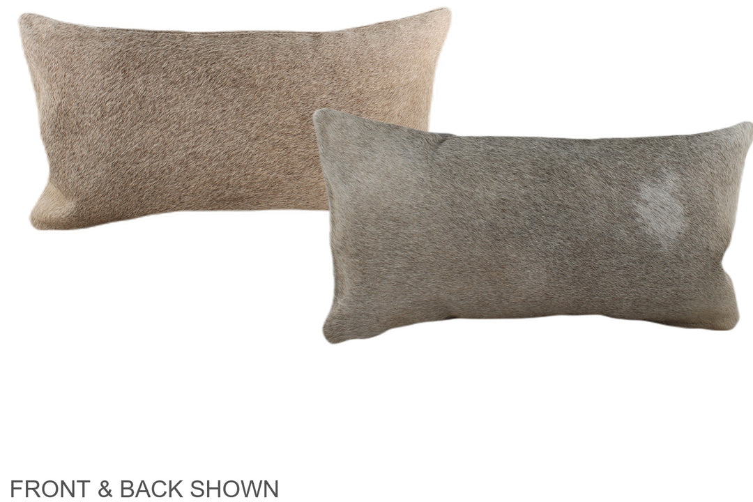 Grey with Beige 12"x22" Brazilian Cowhide Pillow #A38208 by Hudson Hid